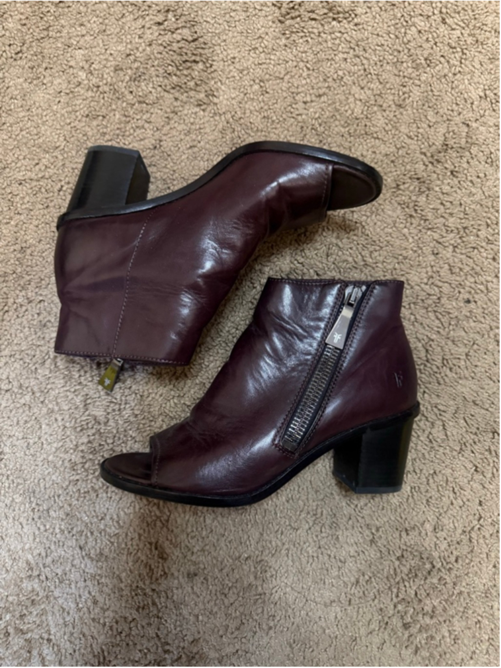 Women's Frye Brielle Peep Toe Leather Peep Toe Ankle Boots & Booties Size 8 - Picture 2 of 9